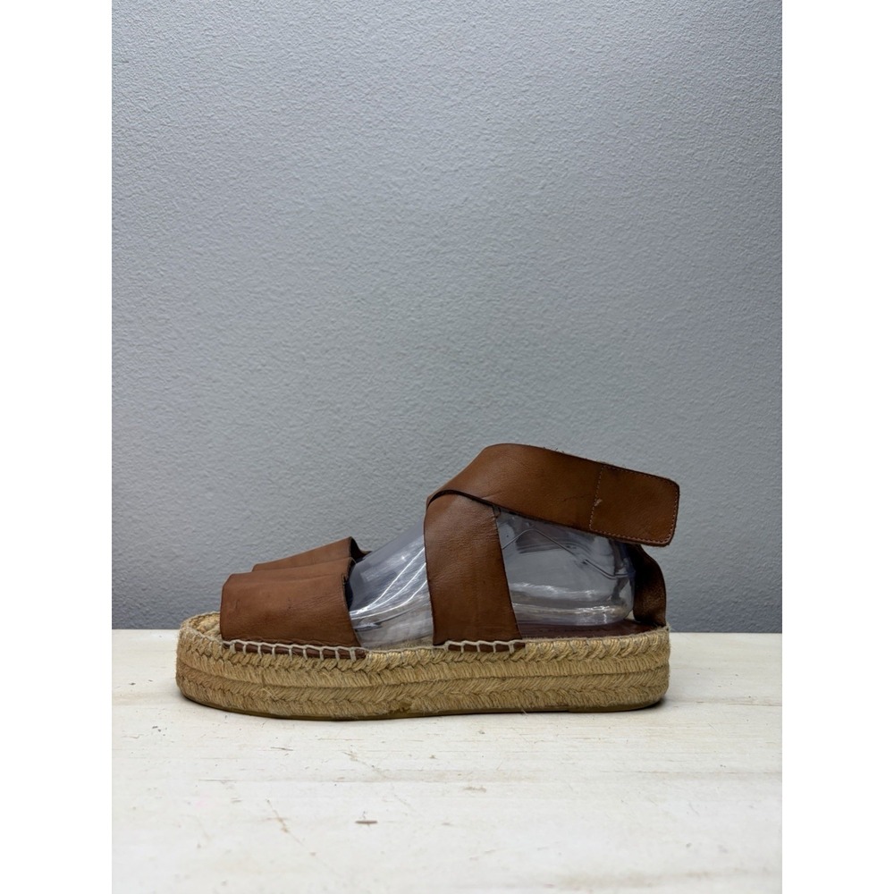 Vince Brown Leather Espadrille Ankle Strap Sandals Size 9